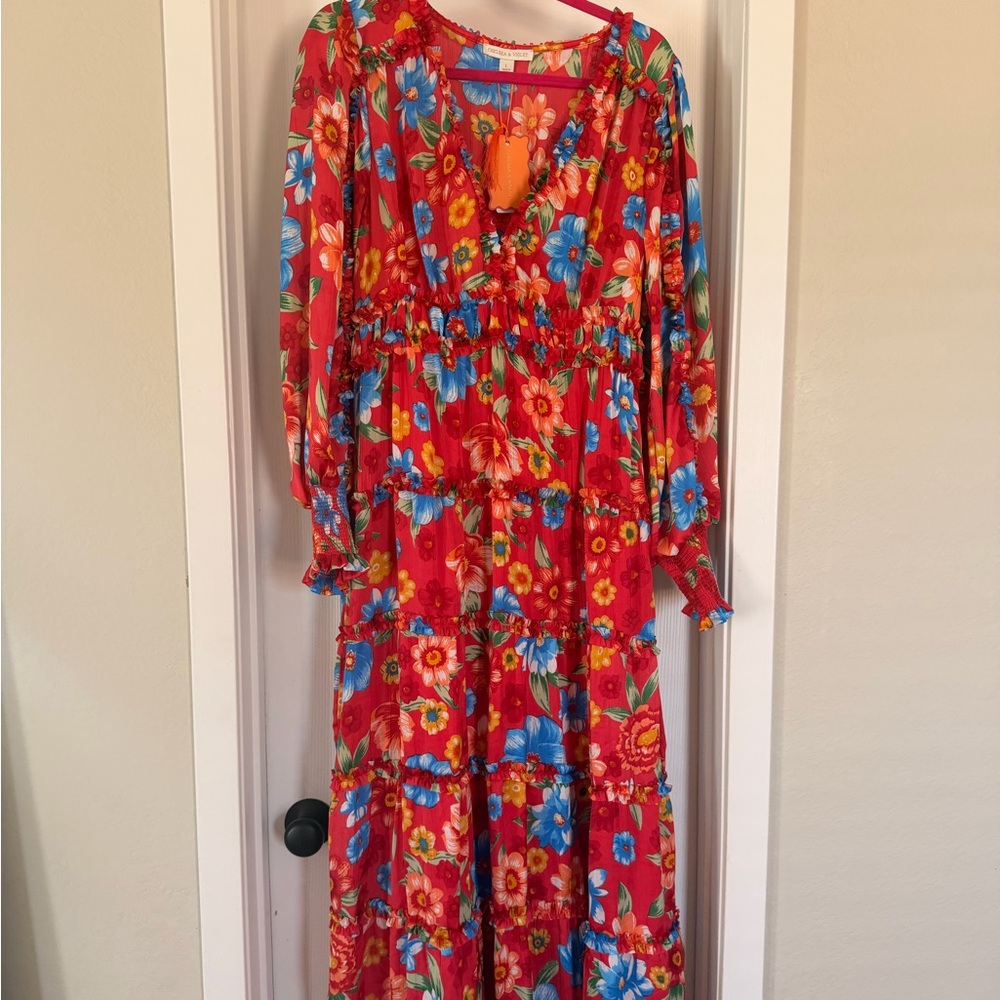 Chelsea & Violet Floral Dress NWT Size L | Long Sleeve Feminine